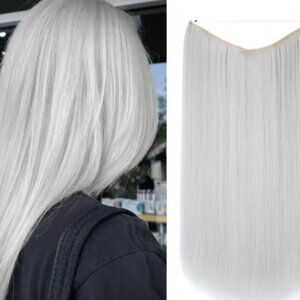 New in Pkg 14" SIlver-Light Grey Halo Hair Extensions